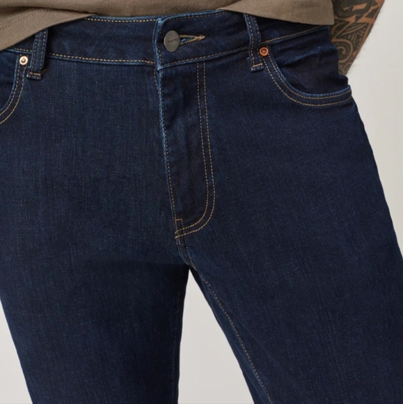 Warp + Weft Mens 34x32 Dark Midnight Wash Amsterdam Slim Denim Jeans - Picture 9 of 13